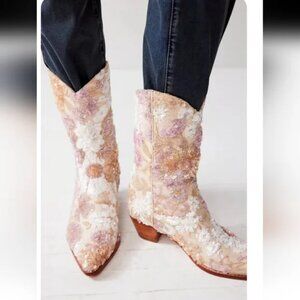Momo New York Free People Selina Sequin Embroidered Western Boots Size 41